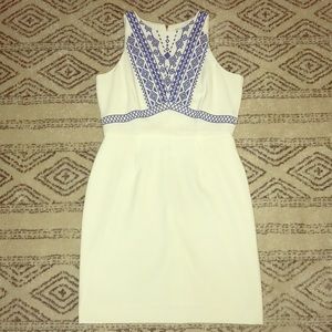 White, blue, Cremieux dress.